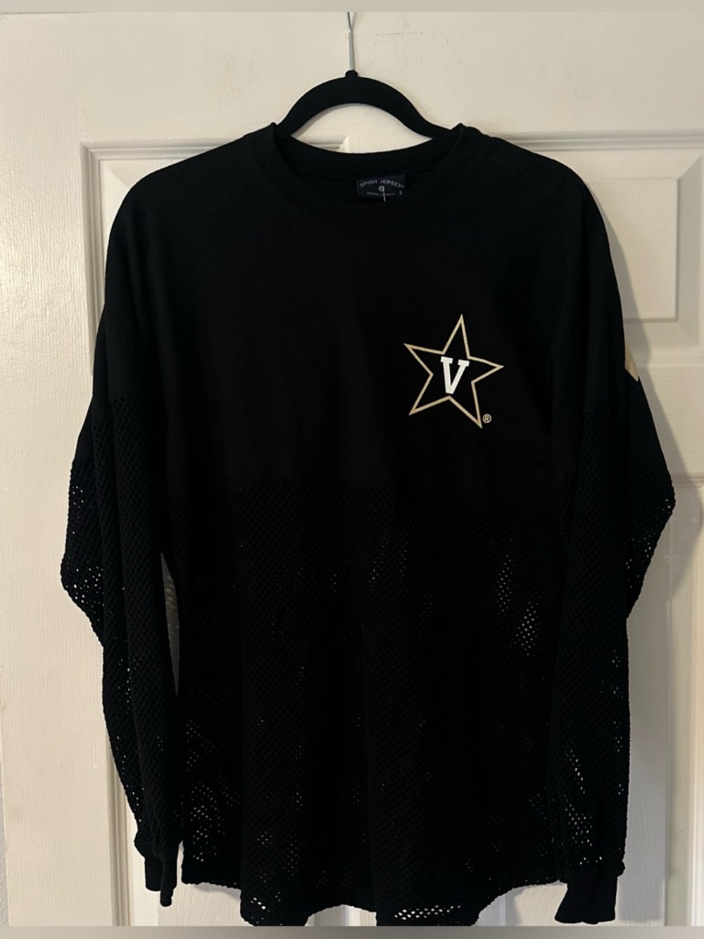 NWT Women’s Spirit Jersey Mesh Cotton Collegiate Vanderbilt Black Gold Shirt S.